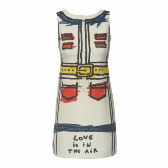 Alice + Olivia Love Is In The Air Trompe L'oeil WHITE BLUE MINI SHIFT DRESS 8 - Picture 11 of 15